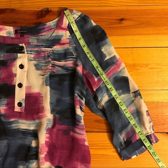 Anne Klein Purple Blue Silk 3/4 Sleeve Blouse, EUC, M - Picture 11 of 15